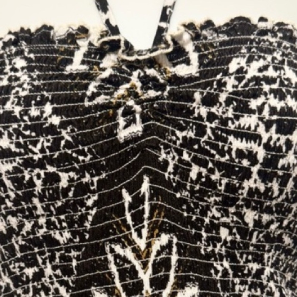 Free People Balloon Gauzy Smocked Strapless Black and White Jumpsuit. Size Small - Picture 3 of 7